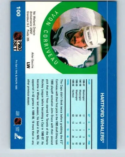 1990-91 Pro Set #100 Yvon Corriveau NM-MT Whalers - Hockey Card Single
