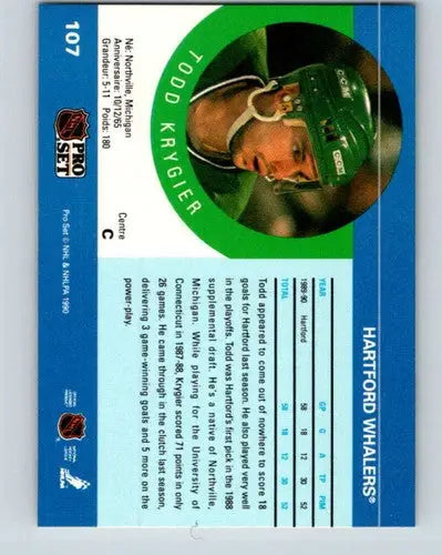 1990-91 Pro Set #107 Todd Krygier NM-MT Whalers - Hockey Card Single