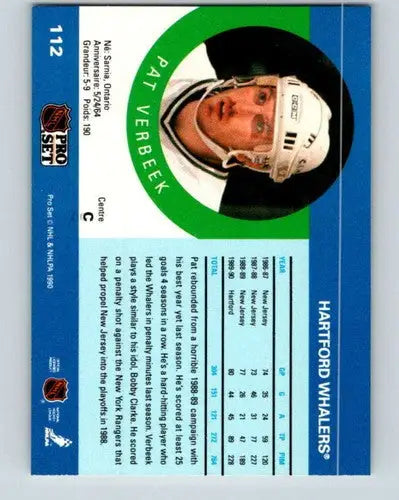 Hockey card featuring Pat Verbeek from 1990-91 Pro Set with original gloss, cards typically sell