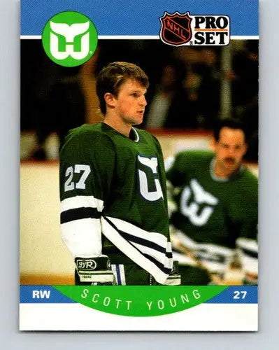 Scott Young hockey card from 1990-91 Pro Set with original gloss, Whalers collectible