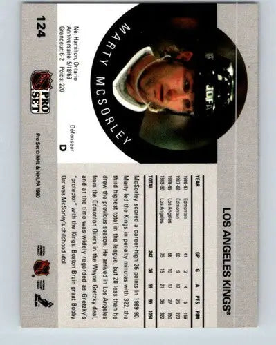 Original gloss Marty McSorley 1990-91 Pro Set hockey card Kings simply Sandoval