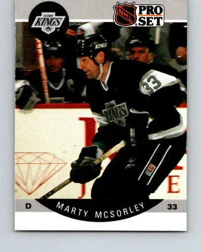 Marty McSorley hockey card from 1990-91 Pro Set with original gloss in Kings team photo