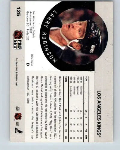 Original gloss 1990-91 Pro Set Larry Robinson hockey card Kings Simply Sandoval