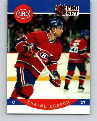 Original gloss Shayne Corson hockey card from 1990-91 Pro Set #148 Canadiens