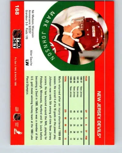 1990-91 Pro Set #168 Mark Johnson NM-MT NJ Devils - Hockey Card Single