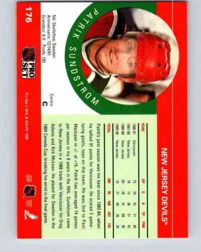 1990-91 Pro Set #176A Patrik Sundstrom NM-MT NJ Devils ERR - Hockey Card Single