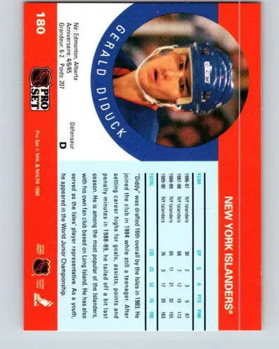 1990-91 Pro Set #180 Gerald Diduck NM-MT NY Islanders - Hockey Card Single