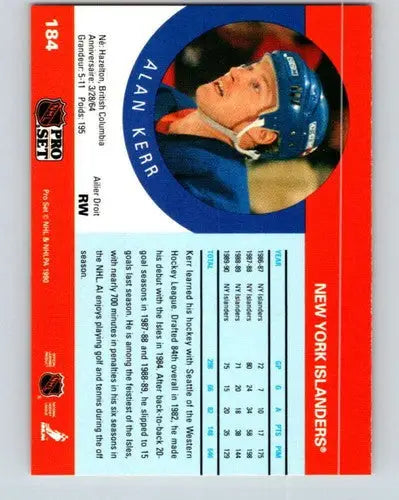 1990-91 Pro Set #184 Alan Kerr NM-MT NY Islanders - Hockey Card Single