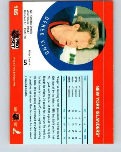 1990-91 Pro Set #185 Derek King NM-MT NY Islanders - Hockey Card Single