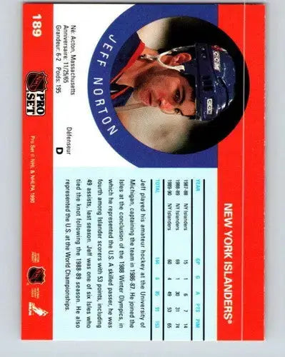 1990-91 Pro Set #189 Jeff Norton NM-MT NY Islanders - Hockey Card Single