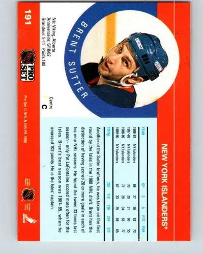 1990-91 Pro Set #191 Brent Sutter NM-MT NY Islanders - Hockey Card Single