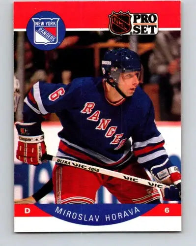 Original gloss Miroslav Horava hockey card from 1990-91 Pro Set near mint NY Rangers