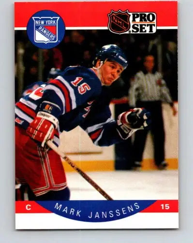 Original gloss hockey trading card of Mark Janssens from 1990-91 Pro Set collection