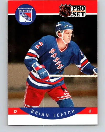 Original gloss of 1990-91 Pro Set Brian Leetch NY Rangers hockey card