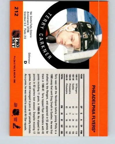1990-91 Pro Set #212 Terry Carkner NM Near Mint Flyers - Hockey Card Single