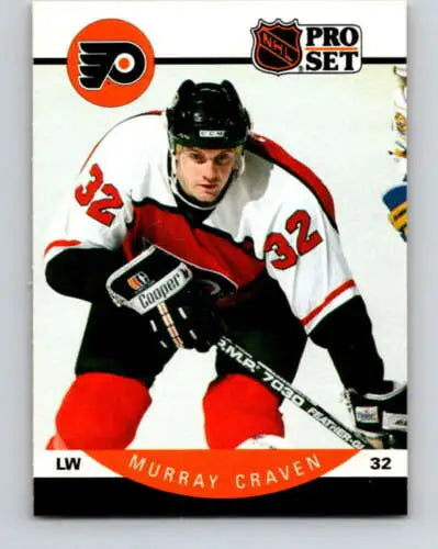 Original gloss Murray Craven hockey card from 1990-91 Pro Set #214 displayed