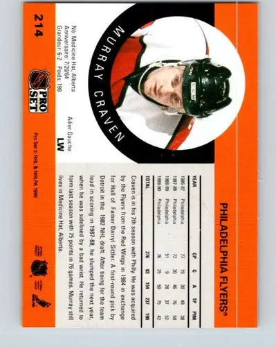 Original gloss hockey trading card of Murray Craven from 1990-91 Pro Set Near Mint Flyers