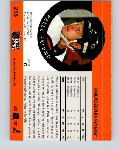 Pelle Eklund hockey card from 1990-91 Pro Set with original gloss featuring Flyers