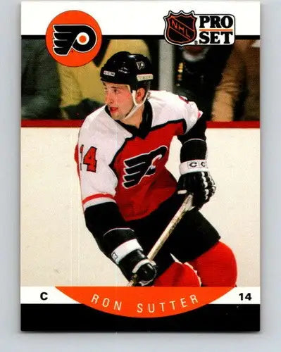 Original gloss 1990-91 Pro Set Ron Sutter hockey card featuring Flyers sports cards