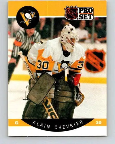 Original gloss 1990-91 Pro Set Alain Chevrier hockey card in near mint condition