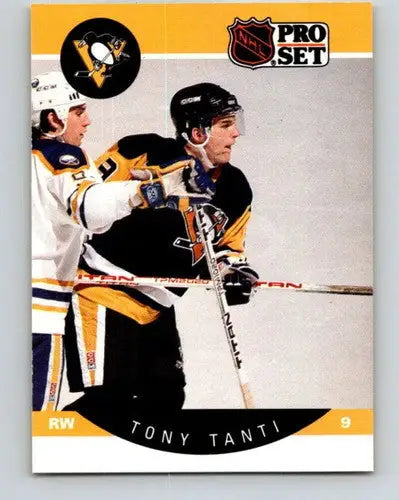 Original gloss 1990-91 Pro Set Tony Tanti hockey card featuring Simply Sandoval Penguins