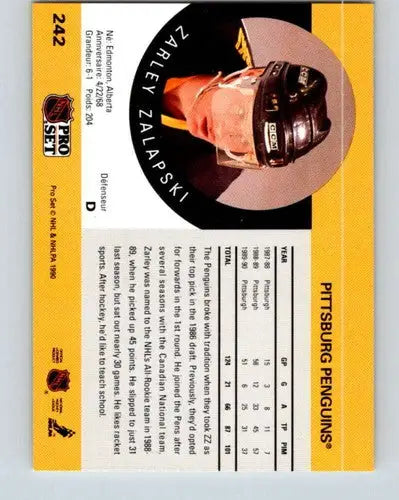1990-91 Pro Set #242 Zarley Zalapski NM Near Mint Penguins - Hockey Card Single
