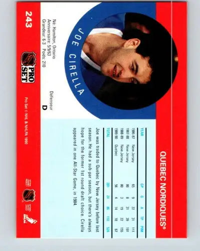 1990-91 Pro Set #243 Joe Cirella NM Near Mint Maple Leafs - Hockey Card Single