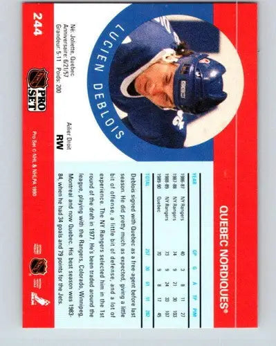 Original gloss 1990-91 Pro Set Lucien DeBlois hockey card near mint Maple Leafs