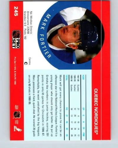 Original gloss Mark Fortier hockey card from 1990-91 Pro Set Maple Leafs ERR