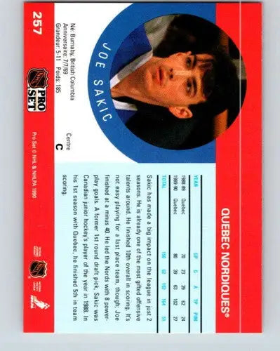 1990-91 Pro Set #257 Joe Sakic NM Near Mint Maple Leafs - Hockey Card Single