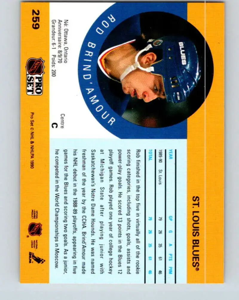 1990-91 Pro Set #259 Rod Brind’Amour NM Near Mint RC Rookie Blues - Hockey Card Single