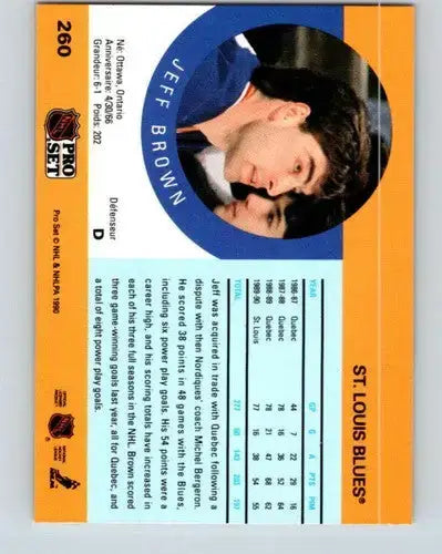 1990-91 Pro Set #260 Jeff Brown NM Near Mint Blues - Hockey Card Single