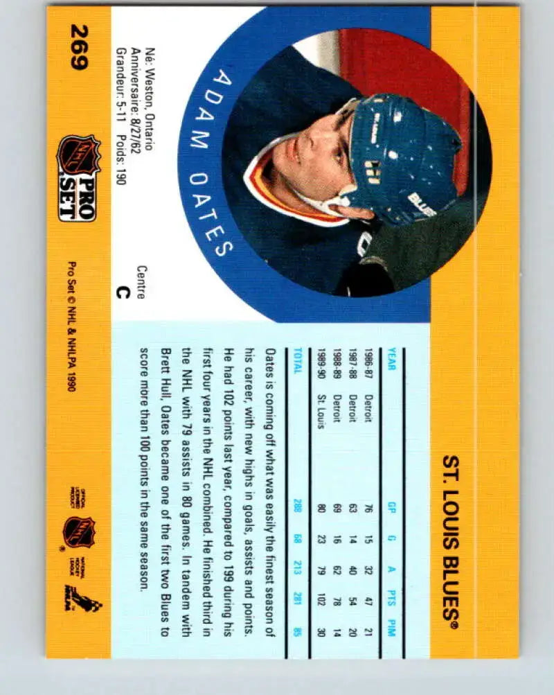 1990-91 Pro Set #269 Adam Oates NM Near Mint Blues - Hockey Card Single