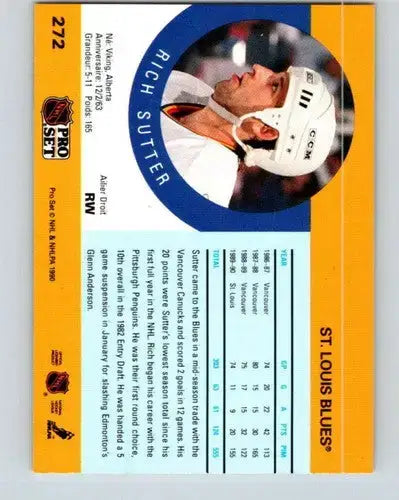 1990-91 Pro Set #272 Rich Sutter NM-MT Blues - Hockey Card Single