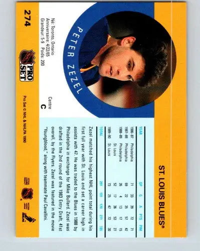1990-91 Pro Set #274 Peter Zezel NM Near Mint Blues - Hockey Card Single