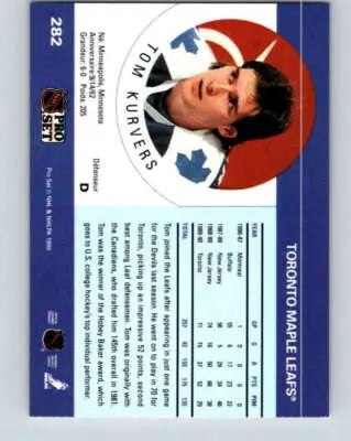 Original gloss 1990-91 Pro Set Tom Kurvers hockey card featuring Simply Sandoval display