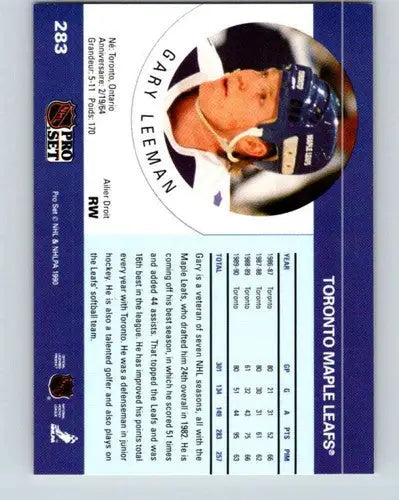 Original gloss of Gary Leeman hockey card from 1990-91 Pro Set series with sports cards