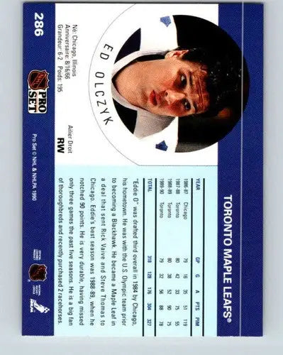 1990-91 Pro Set #286 Ed Olczyk NM Near Mint Maple Leafs - Hockey Card Single