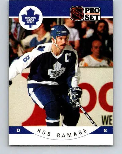 Rob Ramage hockey card from 1990-91 Pro Set with original gloss displayed