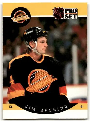 Pro Set Jim Benning hockey card with original gloss from 1990-91 Canucks series