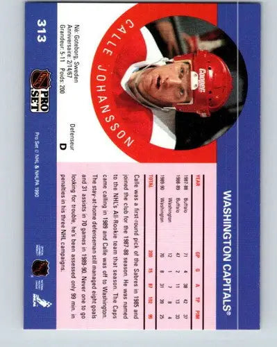 Original gloss 1990-91 Pro Set Calle Johansson hockey card Capitals ID 43155