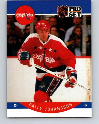 Original gloss 1990-91 Pro Set Calle Johansson hockey card for Capitals collectible