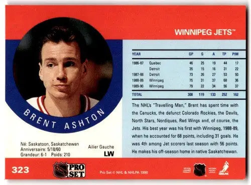 1990-91 Pro Set #323 Brent Ashton NM Near Mint Winn Jets ID:43165 - Hockey Card Single
