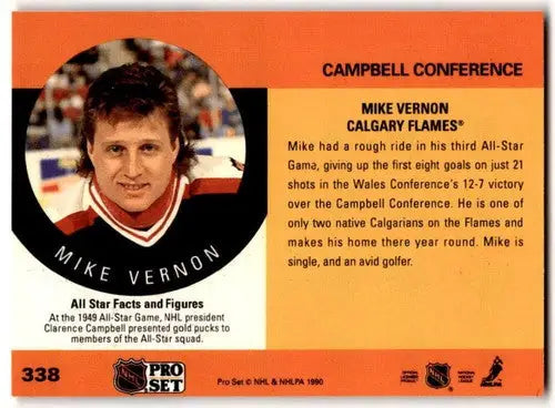 1990-91 Pro Set #338 Mike Vernon EX/NM Flames AS ID:43180 - Hockey Card Single