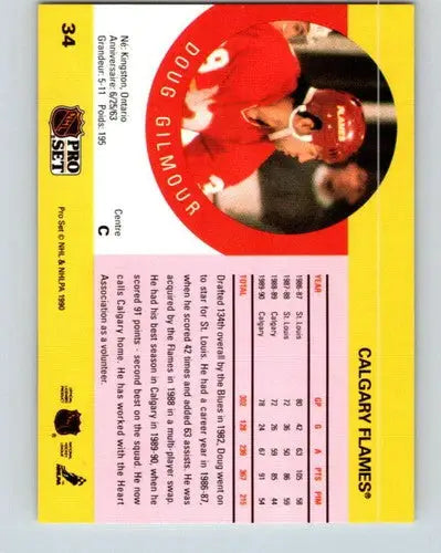 1990-91 Pro Set #34 Doug Gilmour NM-MT Flames - Hockey Card Single