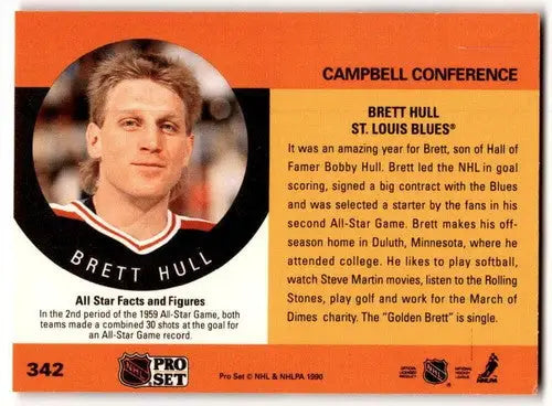1990-91 Pro Set Brett Hull hockey card with original gloss Blues ID 43184