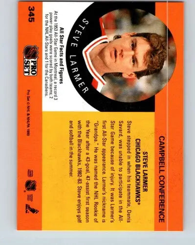 1990-91 Pro Set #345 Steve Larmer NM-MT Blackhawks AS ID:43187 - Hockey Card Single