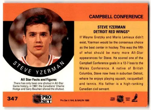 1990-91 Pro Set #347 Steve Yzerman EX Excellent Red Wings AS ID:43189 - Hockey Card Single