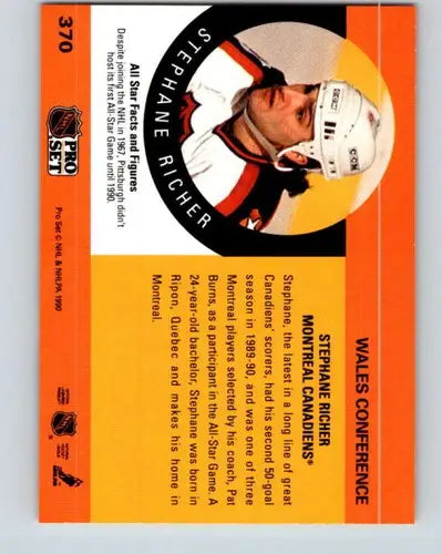1990-91 Pro Set #370 Stephane Richer NM-MT Canadiens AS ID:43212 - Hockey Card Single