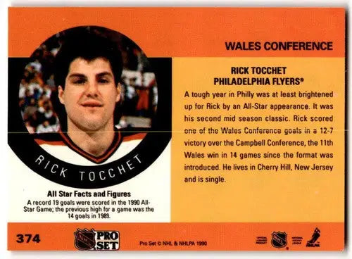 1990-91 Pro Set #374 Rick Tocchet NM Near Mint Flyers AS ID:43216 - Hockey Card Single